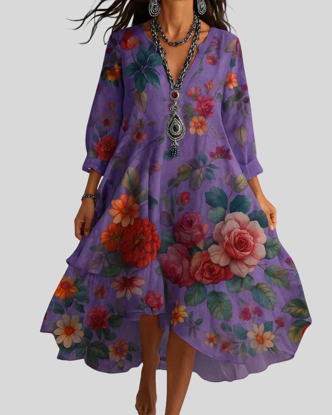 Flora Boho | Lätt bohemisk maxiklänning med blommönster 🌸