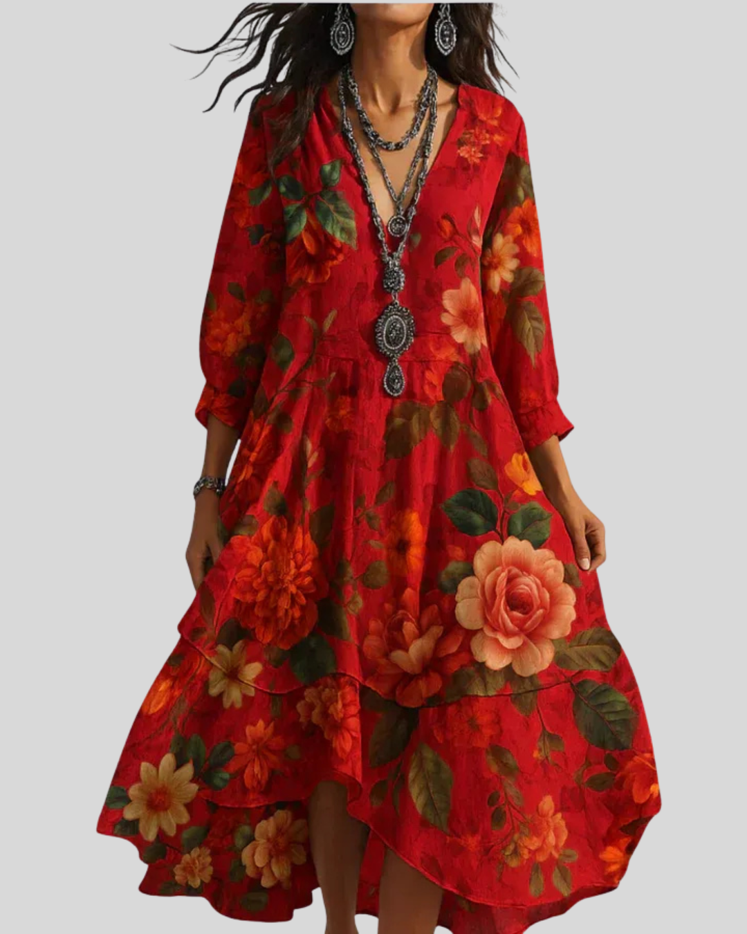 Flora Boho | Lätt bohemisk maxiklänning med blommönster 🌸