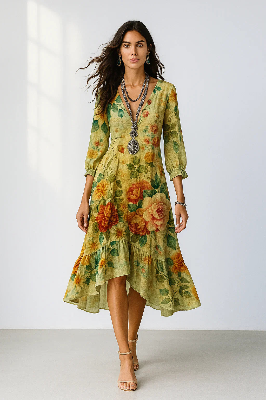 Flora Boho | Lätt bohemisk maxiklänning med blommönster 🌸