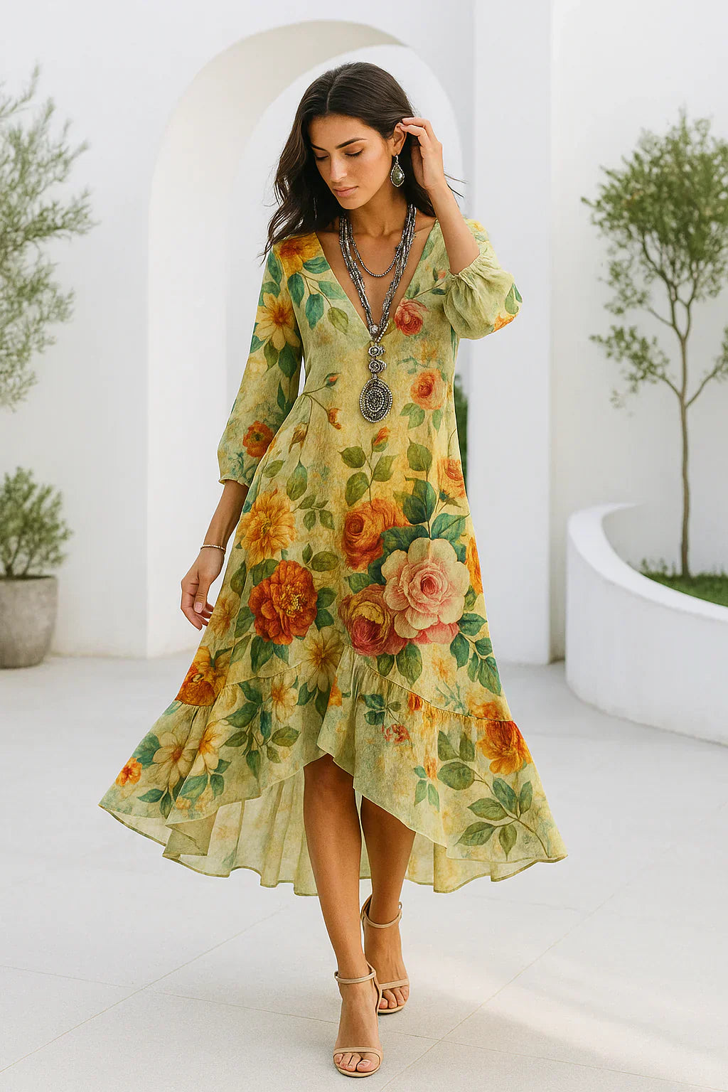 Flora Boho | Lätt bohemisk maxiklänning med blommönster 🌸