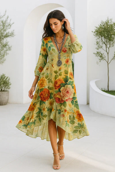Flora Boho | Lätt bohemisk maxiklänning med blommönster 🌸